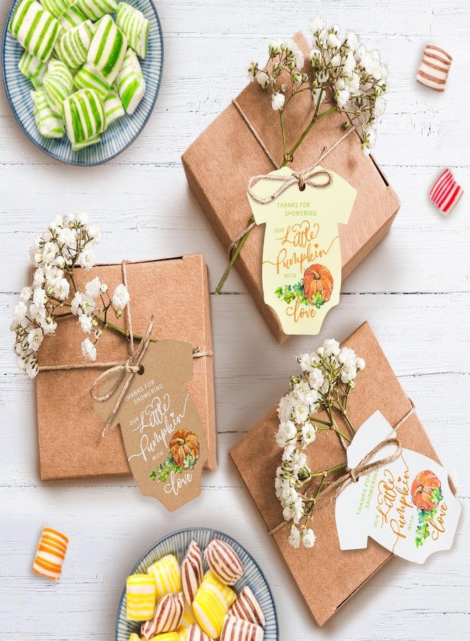 Summer-Ray.com Summer-Ray 50pcs Thanks for Showering Our Little Pumpkin with Love Baby Shower Thank You Gift Tags (Kraft Brown) - Image 2